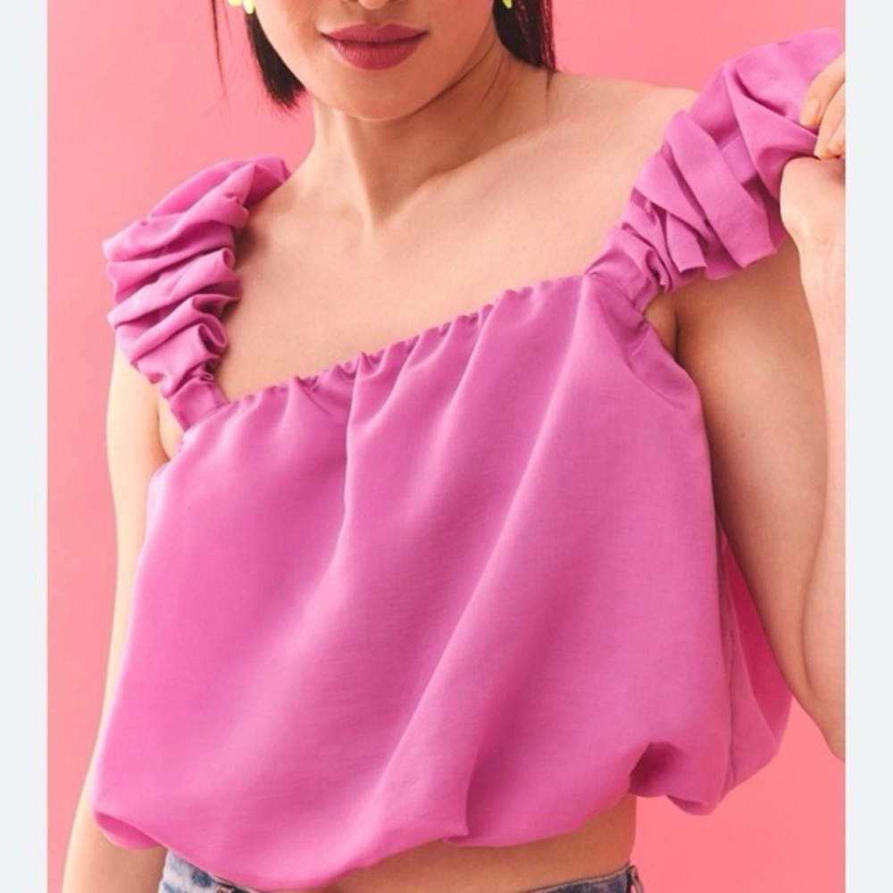 Anthropologie Fuchsia Ruffle Tank Top - Picture 2 of 7